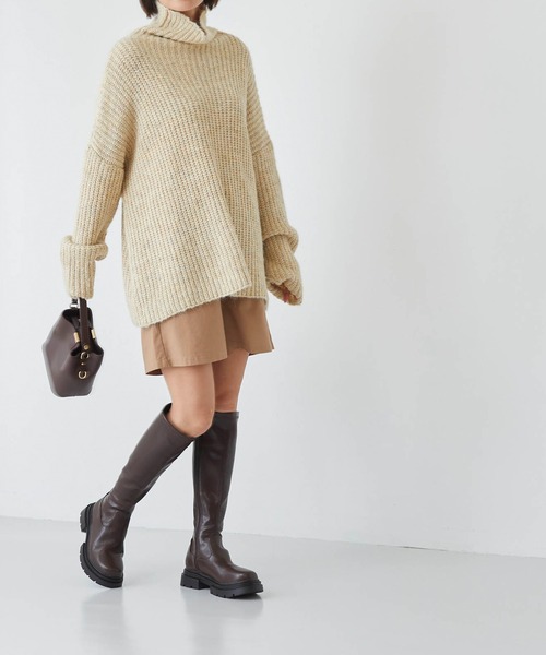 menue(メヌエ)の「厚底ストレッチロングブーツ(ブーツ・レディース・ブラック/ダークブラウン・M/L/S)」の17枚目の写真