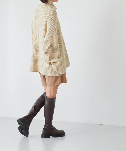 menue(メヌエ)の「厚底ストレッチロングブーツ(ブーツ・レディース・ブラック/ダークブラウン・M/L/S)」の18枚目の写真
