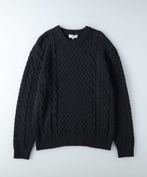 PLUS ONE(プラスワン)の「【PLUS ONE】【BENRY】ケーブル編みクルーネックニット(ニット/セーター・メンズ・グレー/ネイビー/ダークグリーン・L/M/XL)」の16枚目の写真