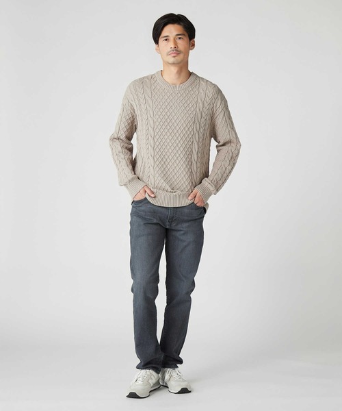 PLUS ONE(プラスワン)の「【PLUS ONE】【BENRY】ケーブル編みクルーネックニット(ニット/セーター・メンズ・グレー/ネイビー/ダークグリーン・L/M/XL)」の8枚目の写真