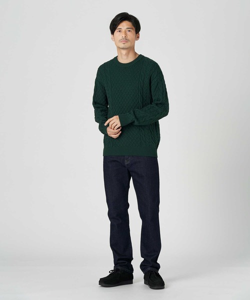 PLUS ONE(プラスワン)の「【PLUS ONE】【BENRY】ケーブル編みクルーネックニット(ニット/セーター・メンズ・グレー/ネイビー/ダークグリーン・L/M/XL)」の10枚目の写真
