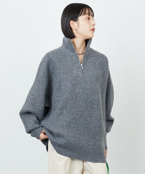 FREAK'S STORE（フリークスストア）の「限定展開　モチモチ エアリーヤーン ハーフジップ ニットプルオーバー（ニット/セーター・レディース・オフホワイト/ブラック/ブルー/オレンジ/グレー/ライトグレー・ﾌﾘ-）」の15枚目の写真