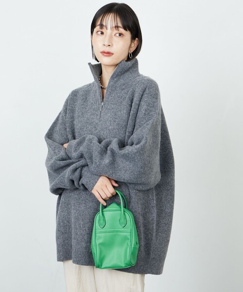 FREAK'S STORE（フリークスストア）の「限定展開　モチモチ エアリーヤーン ハーフジップ ニットプルオーバー（ニット/セーター・レディース・オフホワイト/ブラック/ブルー/オレンジ/グレー/ライトグレー・ﾌﾘ-）」の16枚目の写真