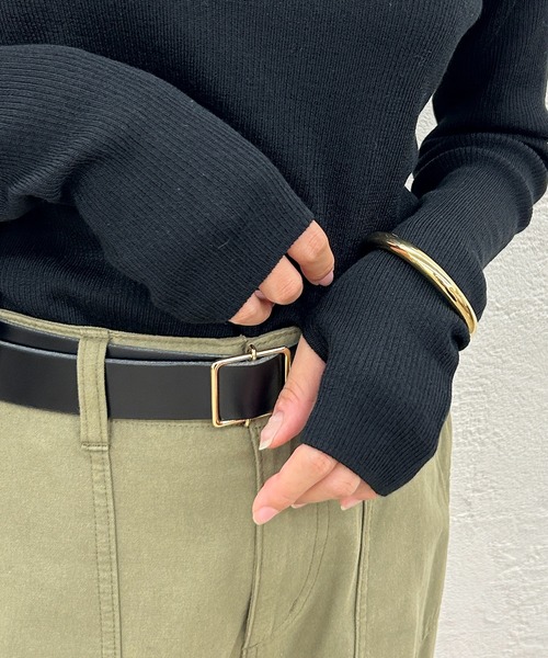 LOUNGEDRESS(ラウンジドレス)の「【GALENA】スクエアレザーバックルベルト(ベルト・レディース・ブラウン/ブラック・FREE)」の2枚目の写真