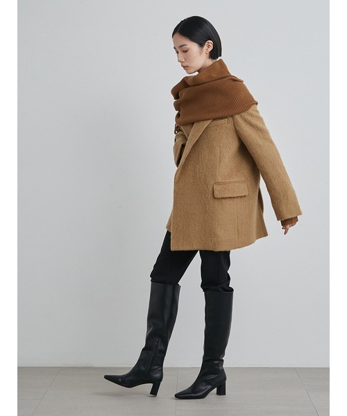 ミースロエ　シャギーダブルブレストジャケット　キャメル　サイズ0 MIESROHE（ミースロエ）の「シャギーダブルブレストJK