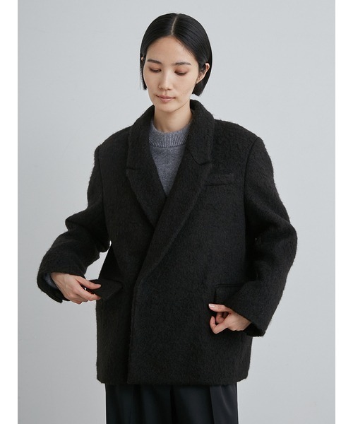 美品 MIESROHE シャギーダブルブレストジャケット ブラック サイズ1 MIESROHE（ミースロエ）の「シャギーダブルブレストJK（テーラード