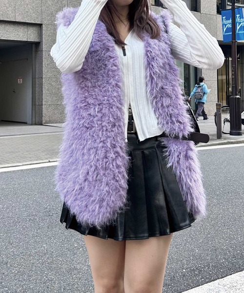 SPIGA(スピーガ)の「ロングボアオーバーベスト(ベスト・レディース・グレー/ブラック/パープル・FREE)」の4枚目の写真