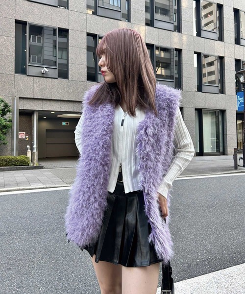 SPIGA(スピーガ)の「ロングボアオーバーベスト(ベスト・レディース・グレー/ブラック/パープル・FREE)」の7枚目の写真