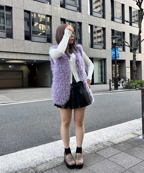 SPIGA(スピーガ)の「ロングボアオーバーベスト(ベスト・レディース・グレー/ブラック/パープル・FREE)」の8枚目の写真