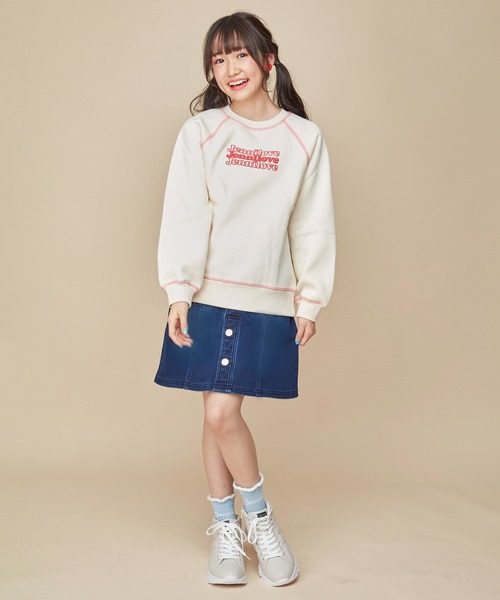 JENNI love（ジェニィラブ）の「【裏起毛】【ウエスト調整可能】あったかハートポケットデニムスカート（デニムスカート・キッズ・ネイビー/ブルー・140cm/160cm/150cm/130cm）」の6枚目の写真