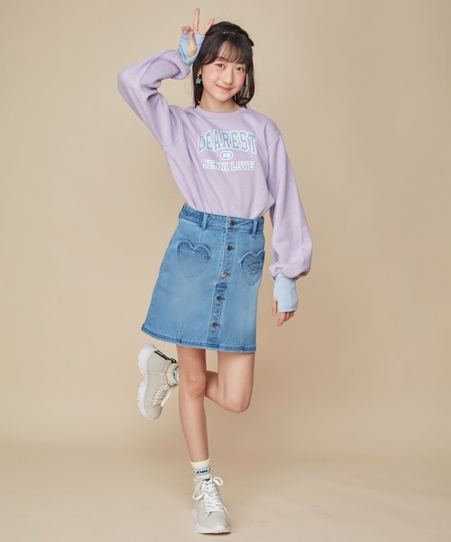 JENNI love（ジェニィラブ）の「【裏起毛】【ウエスト調整可能】あったかハートポケットデニムスカート（デニムスカート・キッズ・ネイビー/ブルー・140cm/160cm/150cm/130cm）」の9枚目の写真