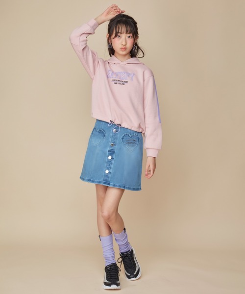 JENNI love（ジェニィラブ）の「【裏起毛】【ウエスト調整可能】あったかハートポケットデニムスカート（デニムスカート・キッズ・ネイビー/ブルー・140cm/160cm/150cm/130cm）」の10枚目の写真