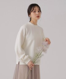 DRESKIP | 【大人の上品見え】やわらか起毛衿パールトップス(Tシャツ/カットソー)
