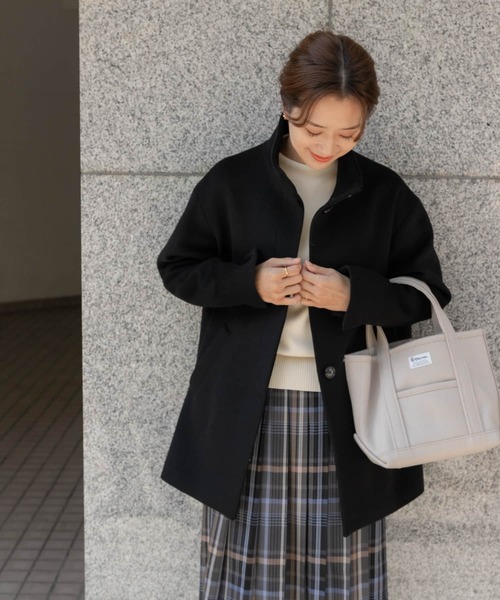 DOORS スタンドカラーミドルコート　ブラック セール】スタンドカラーミドルコート（その他アウター）｜URBAN