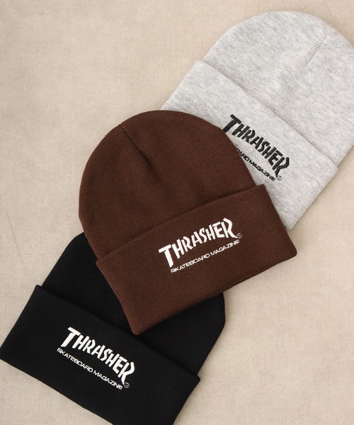 THRASHER(スラッシャー)の「THRASHER LONG KNIT CAP(ニットキャップ/ビーニー・メンズ・グレー/ダークブラウン/ブラック/ホワイト・FREE)」の4枚目の写真