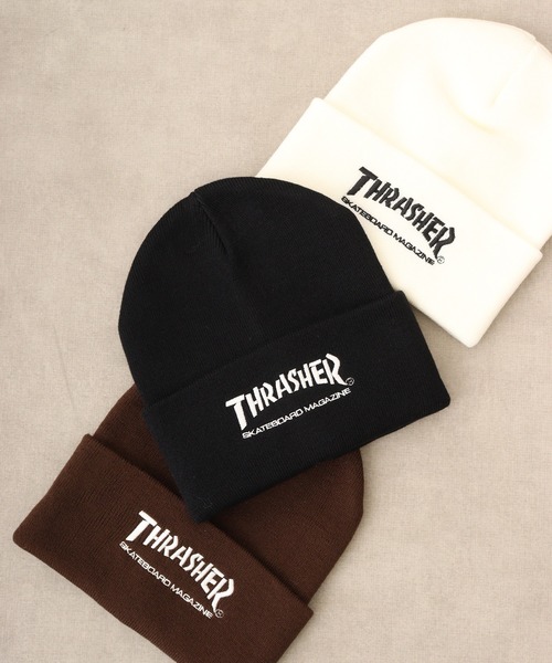 THRASHER(スラッシャー)の「THRASHER LONG KNIT CAP(ニットキャップ/ビーニー・メンズ・グレー/ダークブラウン/ブラック/ホワイト・FREE)」の3枚目の写真
