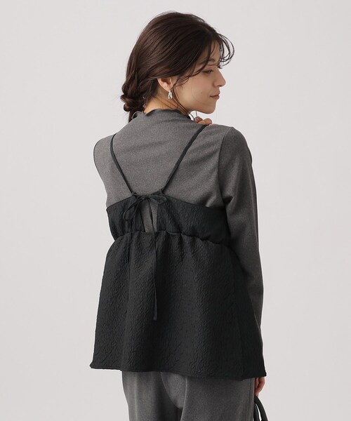 DRESKIP（ドレスキップ）の「◆【2点セット/シーズンレス】きれい見え 体型カバーもできる ペプラムキャミ＋インナー（その他トップス・レディース・キャメル/ブラック系5/ブラック系4・04/02/03）」の3枚目の写真