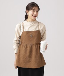 ◆【2点セット/シーズンレス】きれい見え 体型カバーもできる ペプラムキャミ＋インナー