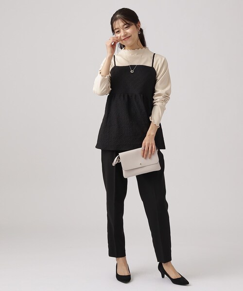 DRESKIP（ドレスキップ）の「◆【2点セット/シーズンレス】きれい見え 体型カバーもできる ペプラムキャミ＋インナー（その他トップス・レディース・キャメル/ブラック系5/ブラック系4・04/02/03）」の4枚目の写真