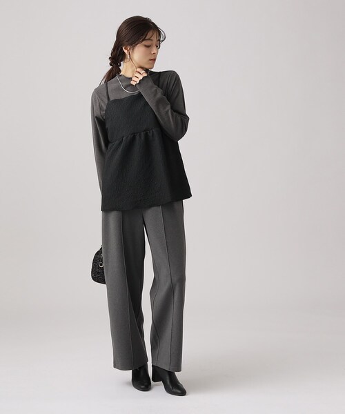 DRESKIP（ドレスキップ）の「◆【2点セット/シーズンレス】きれい見え 体型カバーもできる ペプラムキャミ＋インナー（その他トップス・レディース・キャメル/ブラック系5/ブラック系4・04/02/03）」の7枚目の写真