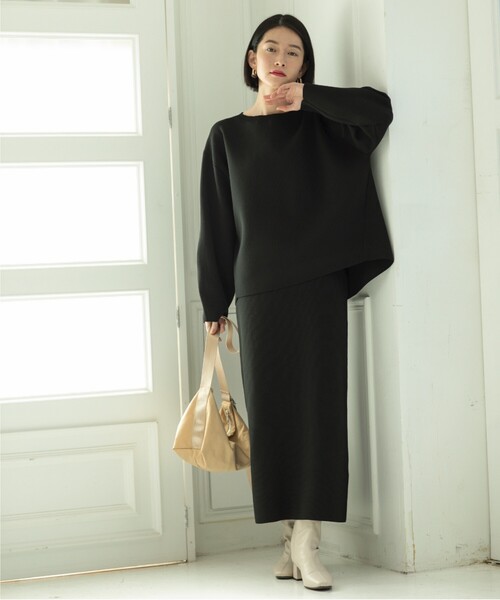 OPAQUE.CLIP(オペークドットクリップ)の「◆セットアップ対応 ミラノリブクルーネックニット【抗ピリング/洗濯機洗い可】(ニット/セーター・レディース・ブラック/ライトイエロー系/ホワイト系3/ホワイト・38/36/40/42)」の21枚目の写真