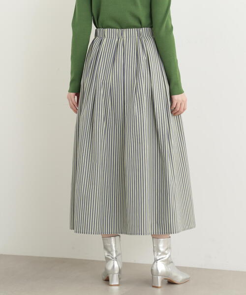 N.(N. Natural Beauty Basic)(エヌエヌナチュラルビューティーベーシック)の「◆ストライプギャザーフレアスカート(スカート・レディース・イエロー系その他/グリーン系その他・MEDIUM)」の3枚目の写真