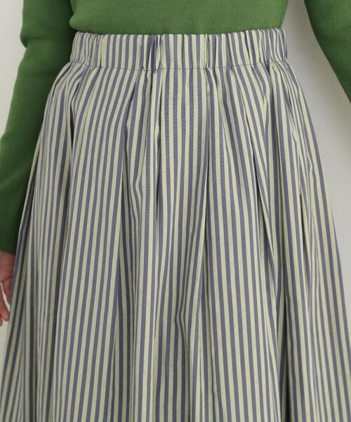 N.(N. Natural Beauty Basic)(エヌエヌナチュラルビューティーベーシック)の「◆ストライプギャザーフレアスカート(スカート・レディース・イエロー系その他/グリーン系その他・MEDIUM)」の4枚目の写真