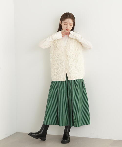 N.(N. Natural Beauty Basic)(エヌエヌナチュラルビューティーベーシック)の「◆ストライプギャザーフレアスカート(スカート・レディース・イエロー系その他/グリーン系その他・MEDIUM)」の11枚目の写真