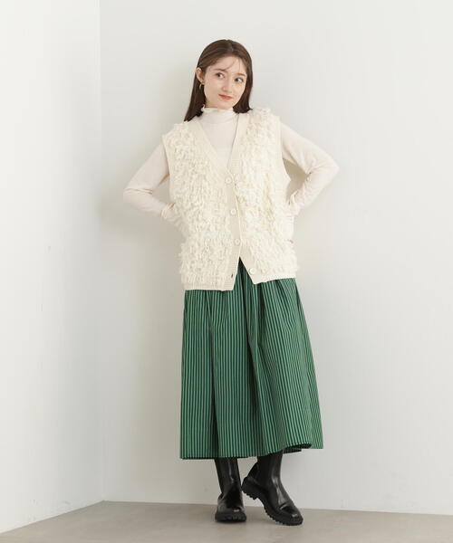 N.(N. Natural Beauty Basic)(エヌエヌナチュラルビューティーベーシック)の「◆ストライプギャザーフレアスカート(スカート・レディース・イエロー系その他/グリーン系その他・MEDIUM)」の13枚目の写真