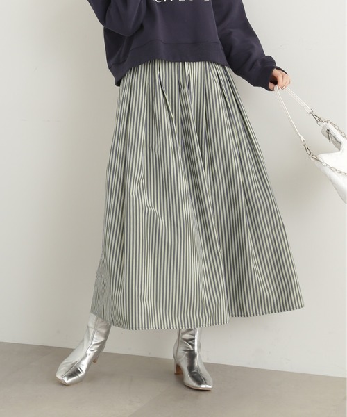 N.(N. Natural Beauty Basic)(エヌエヌナチュラルビューティーベーシック)の「◆ストライプギャザーフレアスカート(スカート・レディース・イエロー系その他/グリーン系その他・MEDIUM)」の21枚目の写真