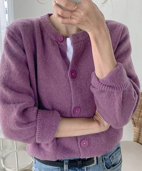Miniministore(ミニミニストア)の「ニットカーディガン レディース(カーディガン/ボレロ・レディース・ブルー/モカ/パープル/アイボリー/ブラック/イエロー・フリー)」の2枚目の写真