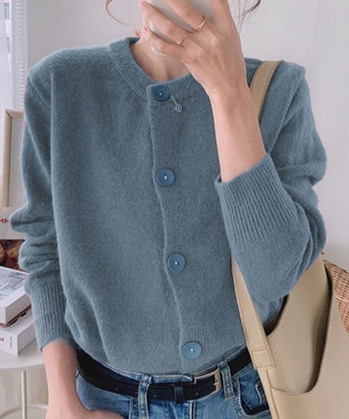 Miniministore(ミニミニストア)の「ニットカーディガン レディース(カーディガン/ボレロ・レディース・ブルー/モカ/パープル/アイボリー/ブラック/イエロー・フリー)」の5枚目の写真