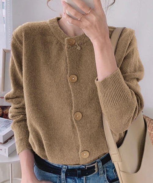 Miniministore(ミニミニストア)の「ニットカーディガン レディース(カーディガン/ボレロ・レディース・ブルー/モカ/パープル/アイボリー/ブラック/イエロー・フリー)」の1枚目の写真