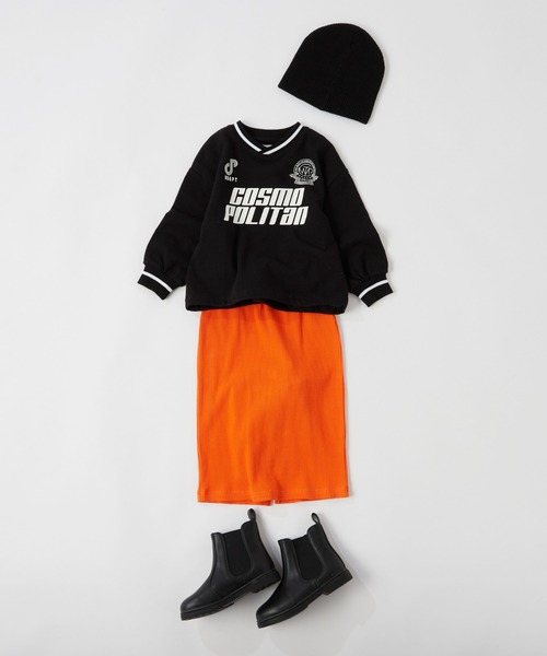 CIAOPANIC TYPY（チャオパニックティピー）の「【WEB限定】【KIDS】オーバーサイズ配色レタリングVネックスウェット/裏毛（スウェット・キッズ・アイボリー/ブラック・XX-LARGE/SMALL/MEDIUM/X-LARGE/LARGE）」の3枚目の写真