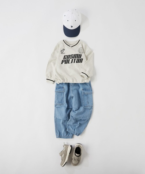 CIAOPANIC TYPY（チャオパニックティピー）の「【WEB限定】【KIDS】オーバーサイズ配色レタリングVネックスウェット/裏毛（スウェット・キッズ・アイボリー/ブラック・XX-LARGE/SMALL/MEDIUM/X-LARGE/LARGE）」の4枚目の写真