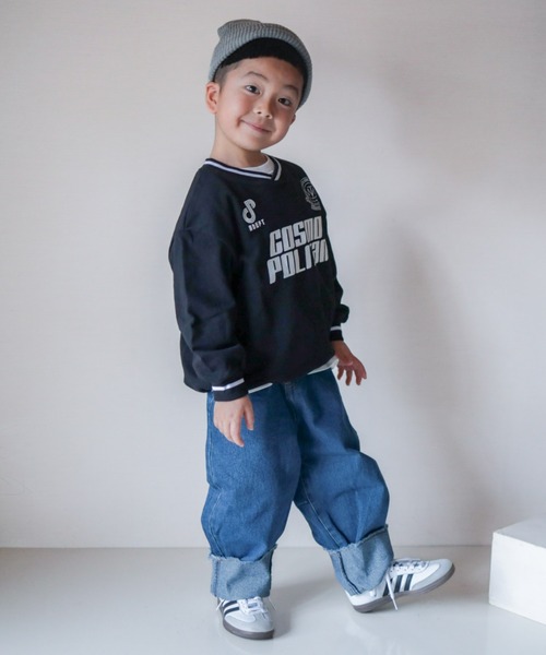 CIAOPANIC TYPY（チャオパニックティピー）の「【WEB限定】【KIDS】オーバーサイズ配色レタリングVネックスウェット/裏毛（スウェット・キッズ・アイボリー/ブラック・XX-LARGE/SMALL/MEDIUM/X-LARGE/LARGE）」の22枚目の写真