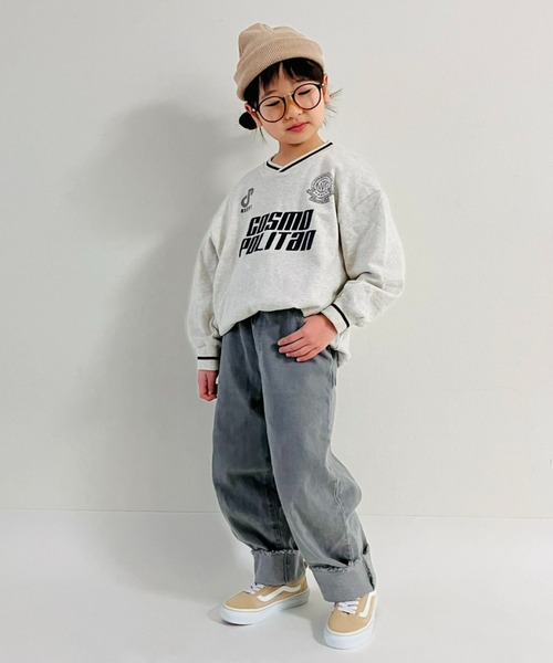 CIAOPANIC TYPY（チャオパニックティピー）の「【WEB限定】【KIDS】オーバーサイズ配色レタリングVネックスウェット/裏毛（スウェット・キッズ・アイボリー/ブラック・XX-LARGE/SMALL/MEDIUM/X-LARGE/LARGE）」の16枚目の写真