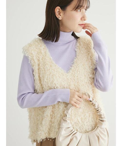 Sugar spoon（シュガースプーン）の「・SUGAR　SPOON　フェザーヤーンベスト（ベスト・レディース・ベージュ/アイボリー/ブラック・FREE）」の7枚目の写真