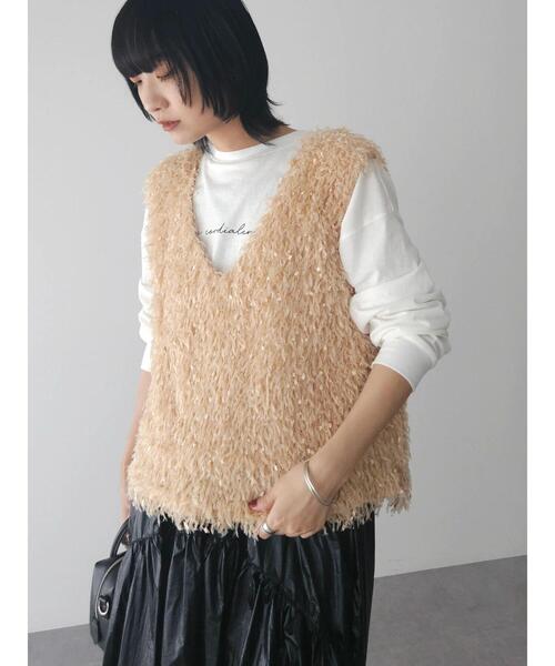 Sugar spoon（シュガースプーン）の「・SUGAR　SPOON　フェザーヤーンベスト（ベスト・レディース・ベージュ/アイボリー/ブラック・FREE）」の15枚目の写真