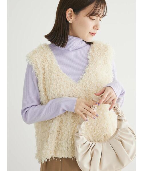 Sugar spoon（シュガースプーン）の「・SUGAR　SPOON　フェザーヤーンベスト（ベスト・レディース・ベージュ/アイボリー/ブラック・FREE）」の8枚目の写真