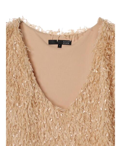 Sugar spoon（シュガースプーン）の「・SUGAR　SPOON　フェザーヤーンベスト（ベスト・レディース・ベージュ/アイボリー/ブラック・FREE）」の6枚目の写真