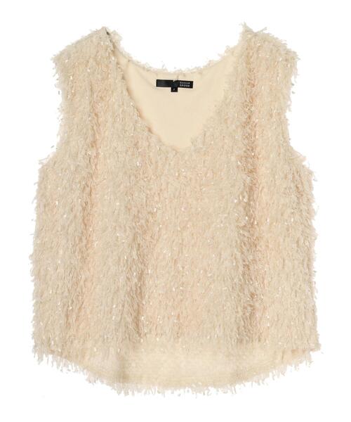 Sugar spoon（シュガースプーン）の「・SUGAR　SPOON　フェザーヤーンベスト（ベスト・レディース・ベージュ/アイボリー/ブラック・FREE）」の5枚目の写真
