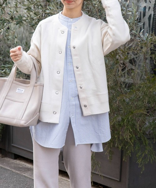 FORK&SPOON（フォークアンドスプーン）の「FORK&SPOON　ラゲットリブカーディガン（カーディガン/ボレロ・レディース・アイボリー/ネイビー・1）」の4枚目の写真
