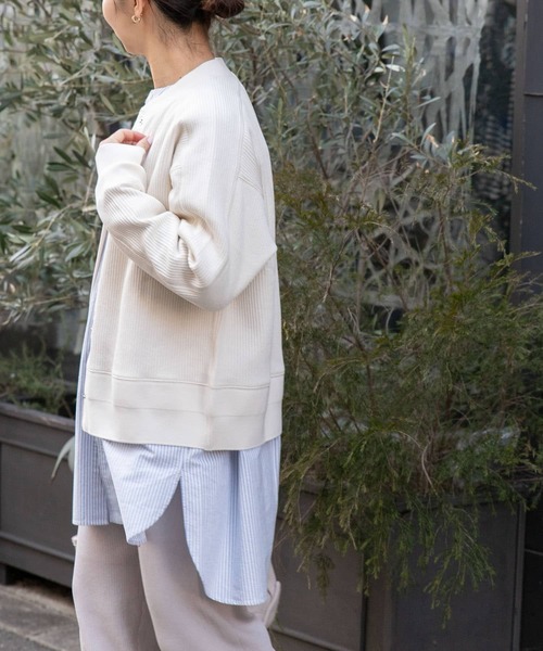 FORK&SPOON（フォークアンドスプーン）の「FORK&SPOON　ラゲットリブカーディガン（カーディガン/ボレロ・レディース・アイボリー/ネイビー・1）」の5枚目の写真