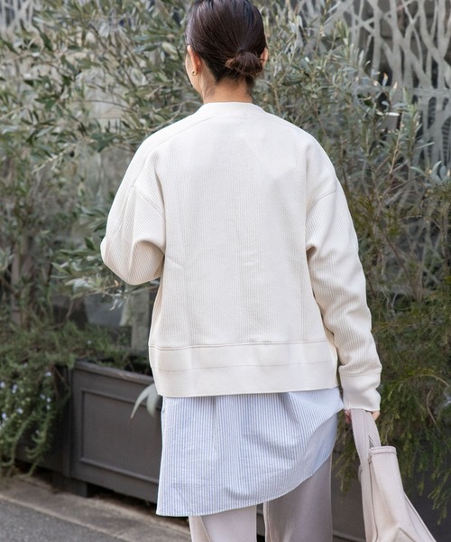 FORK&SPOON（フォークアンドスプーン）の「FORK&SPOON　ラゲットリブカーディガン（カーディガン/ボレロ・レディース・アイボリー/ネイビー・1）」の6枚目の写真