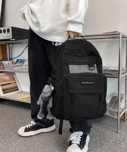 ムータマリン バッグパック リュック ナイロン 総柄 ホワイト 大容量 PC収納 ムータマリン バッグパック リュック ナイロン 総柄 ホワイト 大