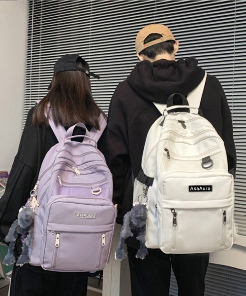 ムータマリン バッグパック リュック ナイロン 総柄 ホワイト 大容量 PC収納 リュックサック男女兼用バックパック大容量[品番：II000010585