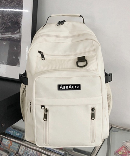 ムータマリン バッグパック リュック ナイロン 総柄 ホワイト 大容量 PC収納 セール】リュックサック男女兼用バックパック大容量（バックパック