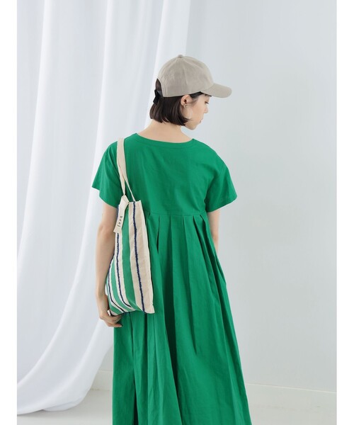 タグ付　Ray BEAMS 麻混 バックタック キーネック ワンピース Aライン Ray BEAMS（レイビームス）の「Ray BEAMS / 麻混 バックタック