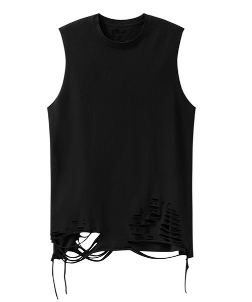 Theater code(シアターコード)の「▲damage tank top / ダメージ タンクトップ(タンクトップ・メンズ・ブラック/ホワイト・2/3)」の6枚目の写真